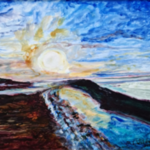 Acryl schilderij, Maya Wildevuur, Zonsondergang, 2017